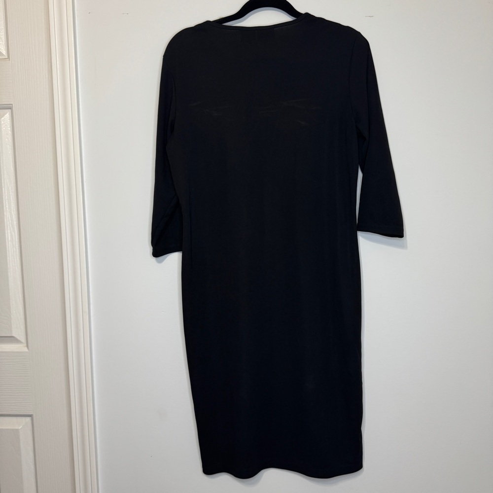 Jacqueline Ferrar Black Midi Dress | Sz Large | Made in USA | Minimalist Classic - Picture 2 of 9